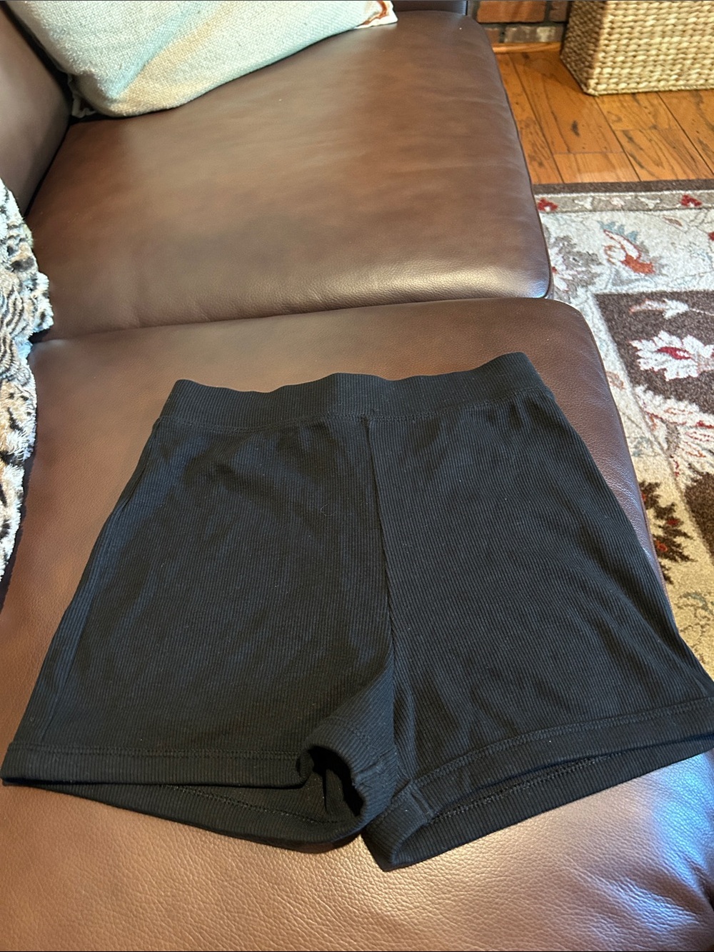 Zara Black Ribbed Bike Shorts
